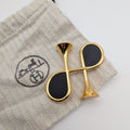 Hermes Col H Col Ash Gold Black Brooch