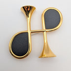 Hermes Col H Col Ash Gold Black Brooch — view 2