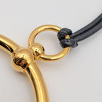 Hermes Loop Grand Necklace Gold Black Metal Leather Circle — view 3