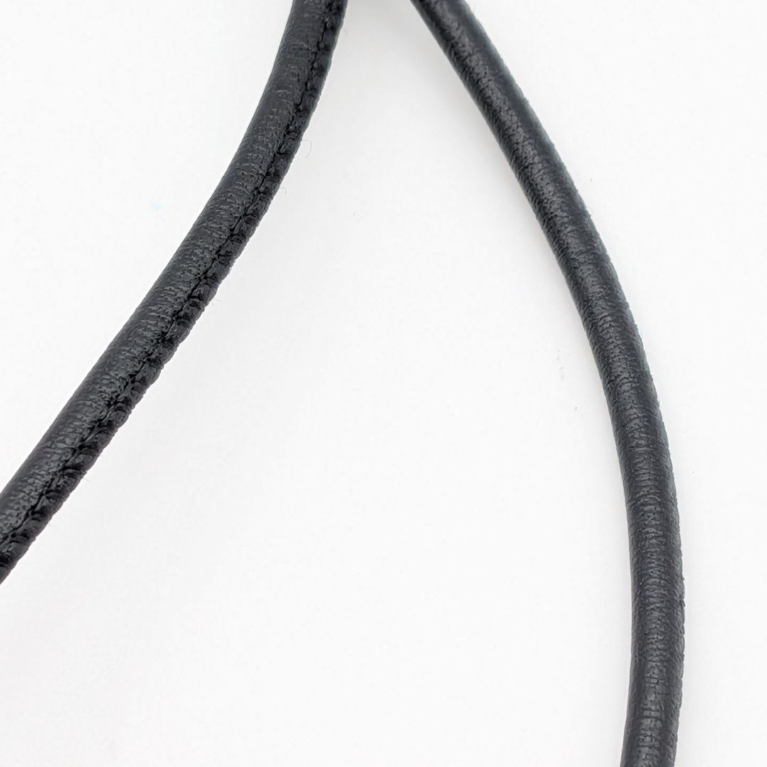 Hermes Loop Grand Necklace Gold Black Metal Leather Circle — view 6
