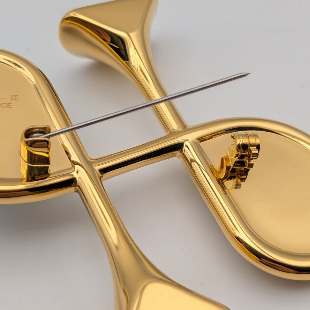Hermes Col H Col Ash Gold Black Brooch — view 7