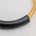 Hermes Loop Grand Necklace Gold Black Metal Leather Circle — view 2