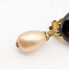 Chanel Single Earrings CC Logo Gold Black Faux Pearl Drop Swing Vintage 95P — view 3