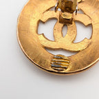 Chanel CC Logo Mesh Braided Pattern Gold Round Sheer Single Earrings First — view 4
