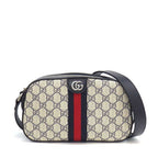Gucci Shoulder Bag Ophidia Cross Beige Blue GG Supreme Canvas Leather