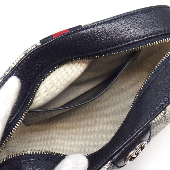 Gucci Shoulder Bag Ophidia Cross Beige Blue GG Supreme Canvas Leather — view 6