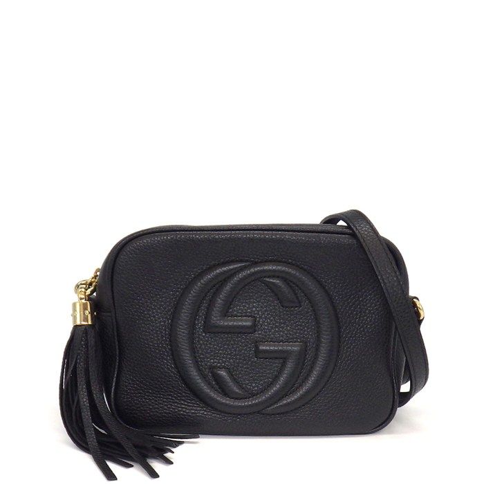 Gucci Shoulder Bag Soho Small Tassel Disco Black Leather Gold