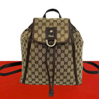 Gucci Abbey GG Canvas Leather Backpack Brown
