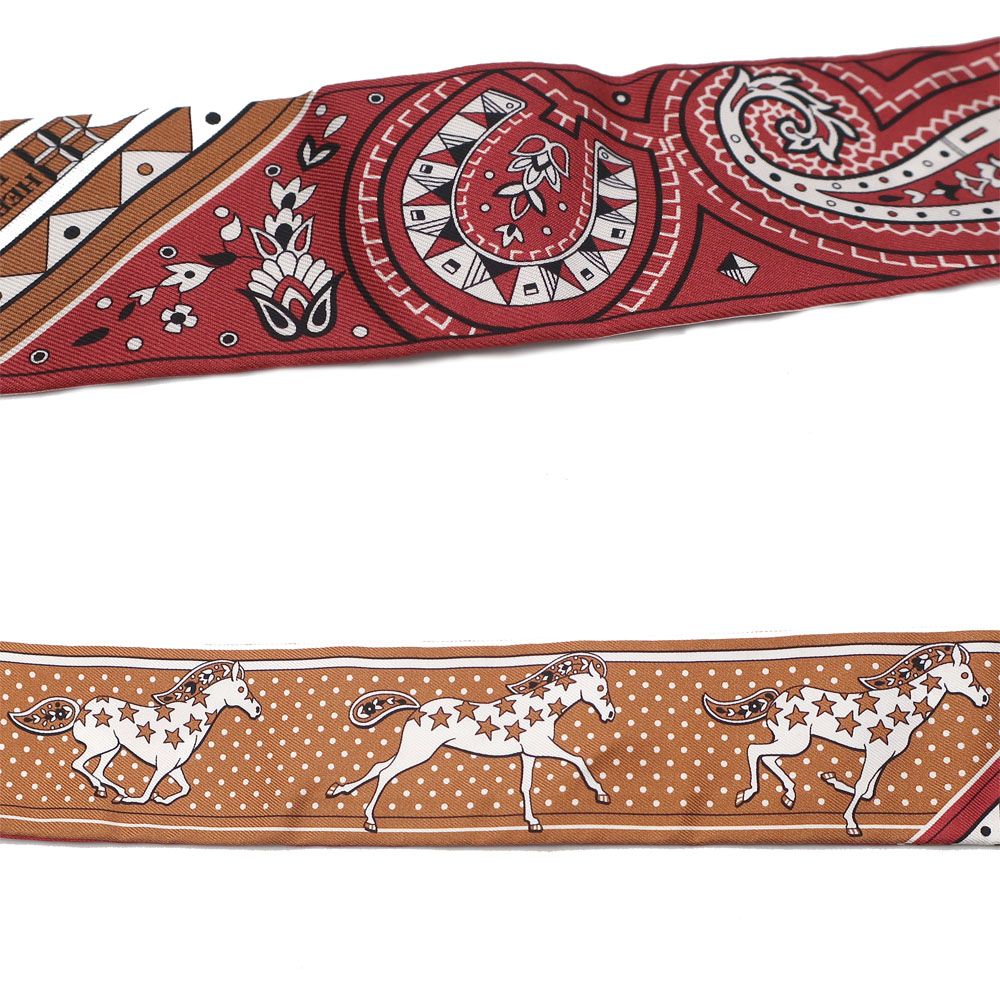 Hermes Twilly Cheval de Cours Bandana Glitter le White Silk Scarf — view 7