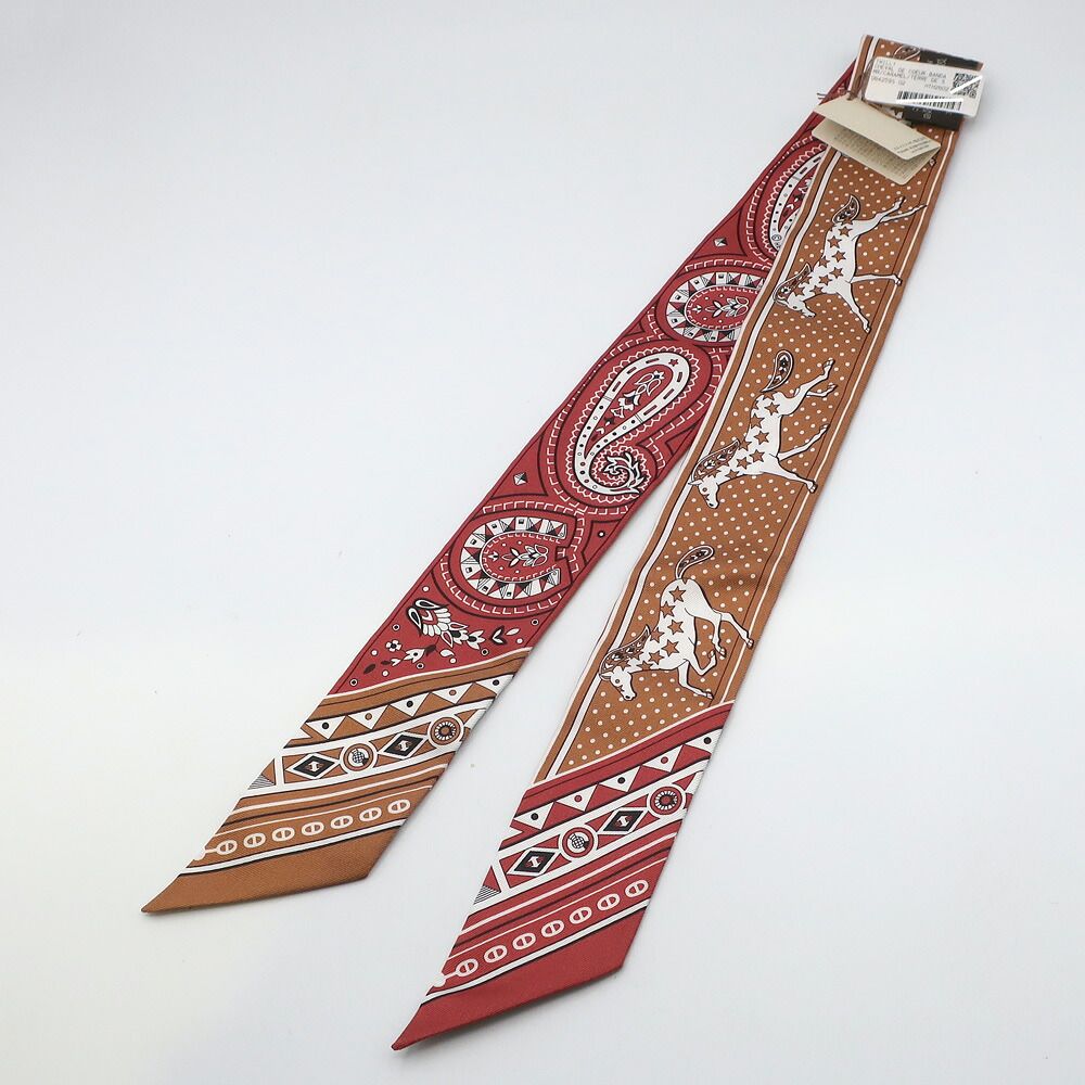 Hermes Twilly Cheval de Cours Bandana Glitter le White Silk Scarf — view 2