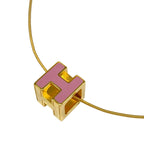 Hermes Necklace Cage D'h Gold Pink