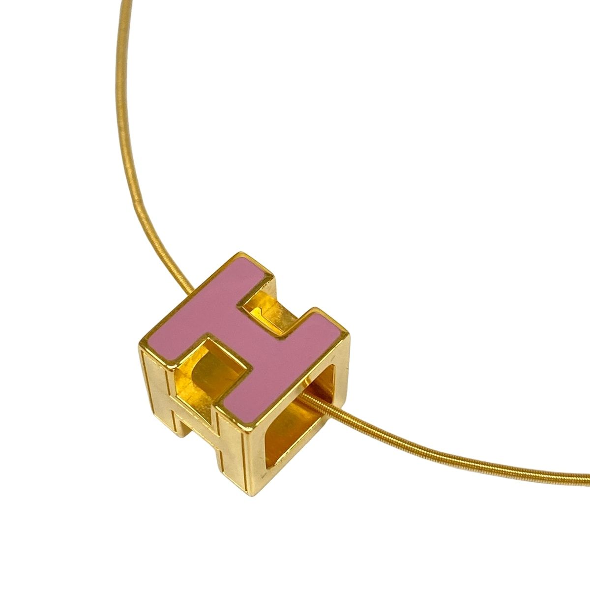 Hermes Necklace Cage D'h Gold Pink