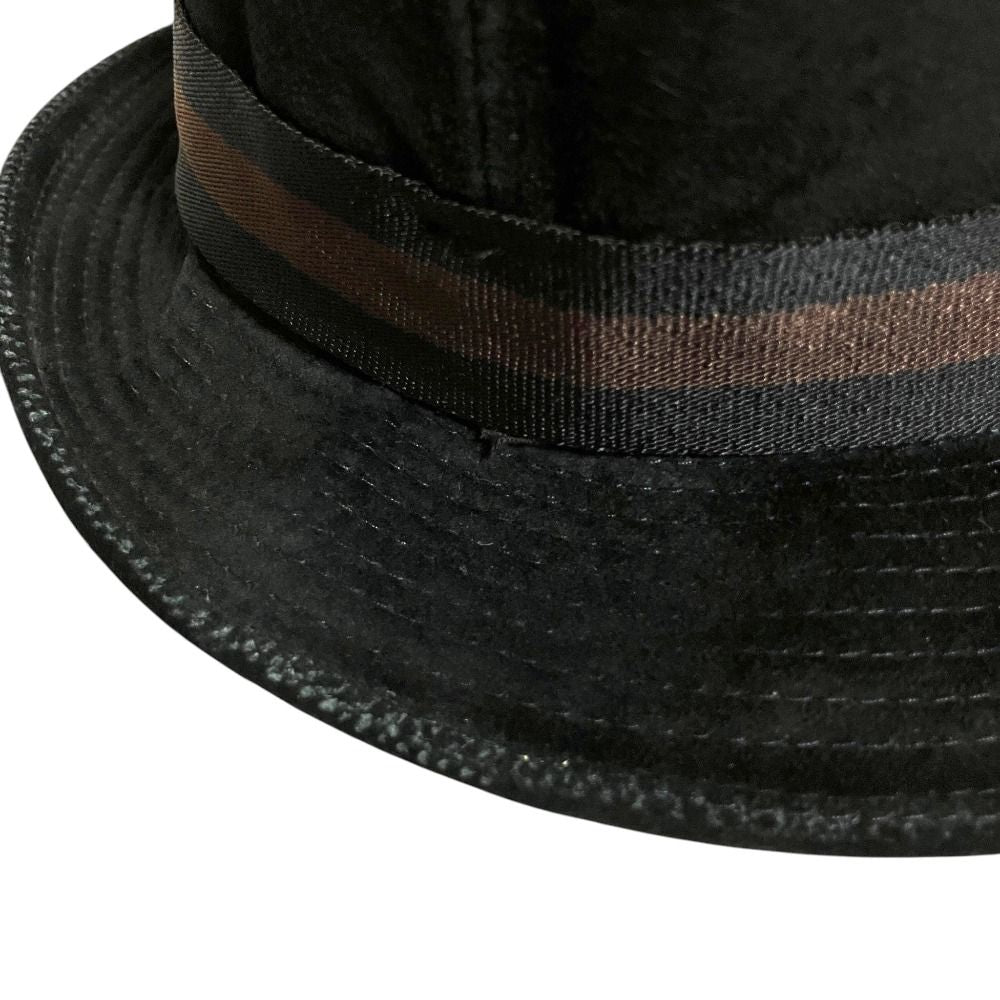 Gucci Lamb Suede Leather Folded Hat L Black — view 4