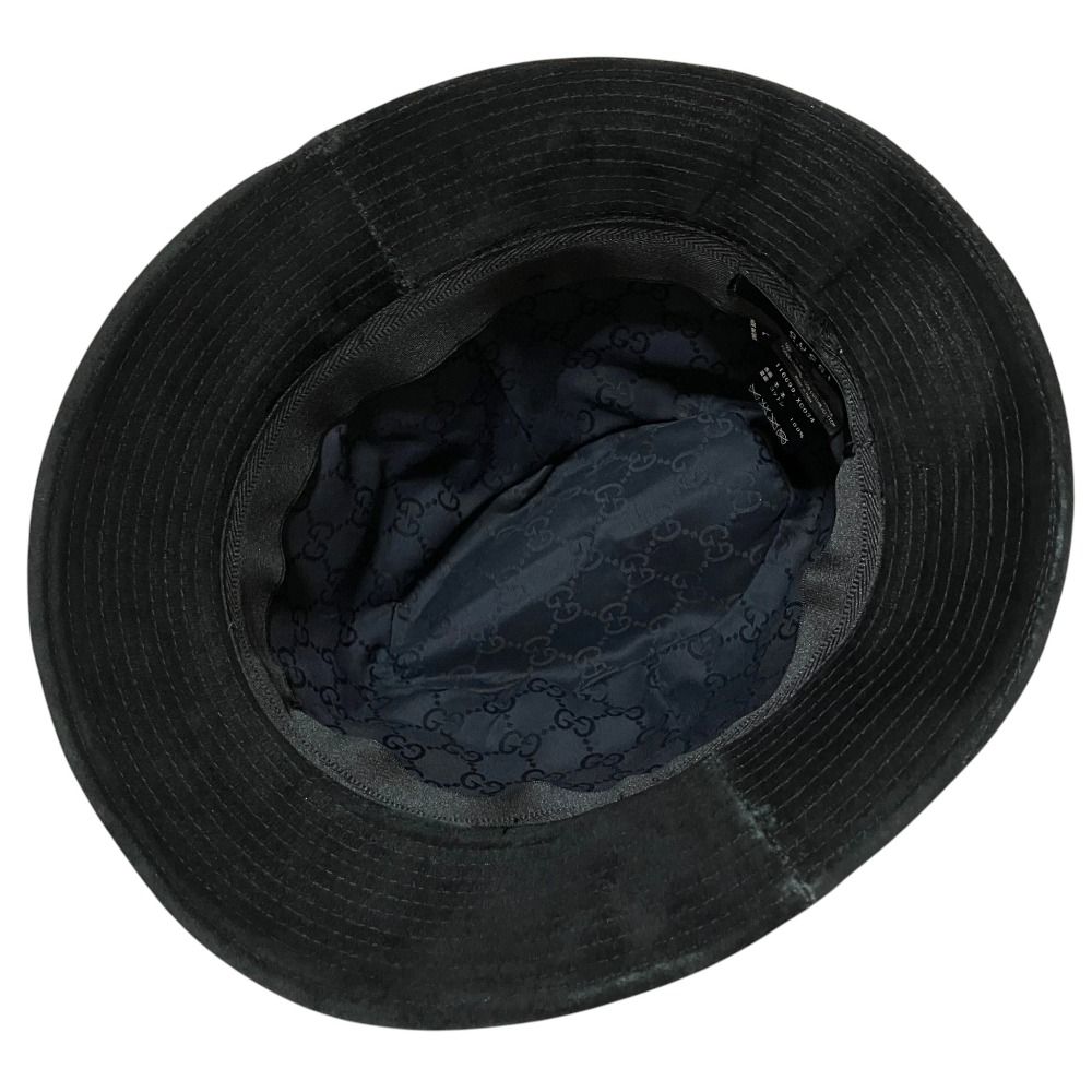 Gucci Lamb Suede Leather Folded Hat L Black — view 5