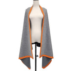 Hermes Cashmere Wool Trim Blanket Shawl Gray Orange Scarf — view 2