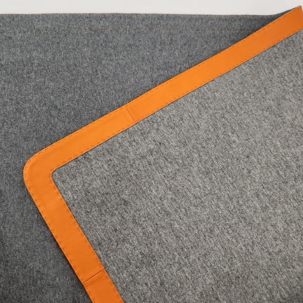Hermes Cashmere Wool Trim Blanket Shawl Gray Orange Scarf — view 6