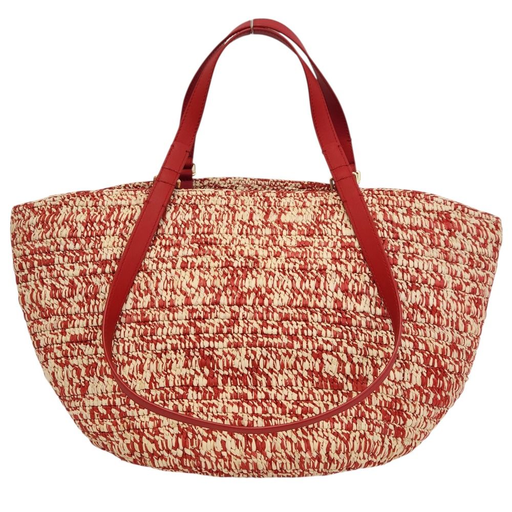 Loewe Eclipse Basket Raffia&calfskin Medium Red Natural Handbag — view 4