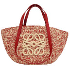 Loewe Eclipse Basket Raffia&calfskin Medium Red Natural Handbag — view 2