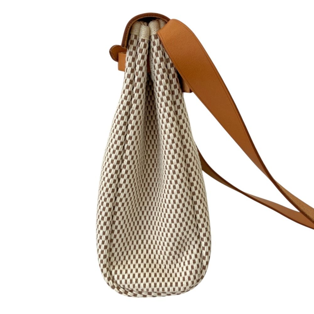 Hermes Herbag TPM Black Canvas Toile H Shoulder Bag Beige — view 2