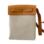 Hermes Herbag TPM Black Canvas Toile H Shoulder Bag Beige — view 3