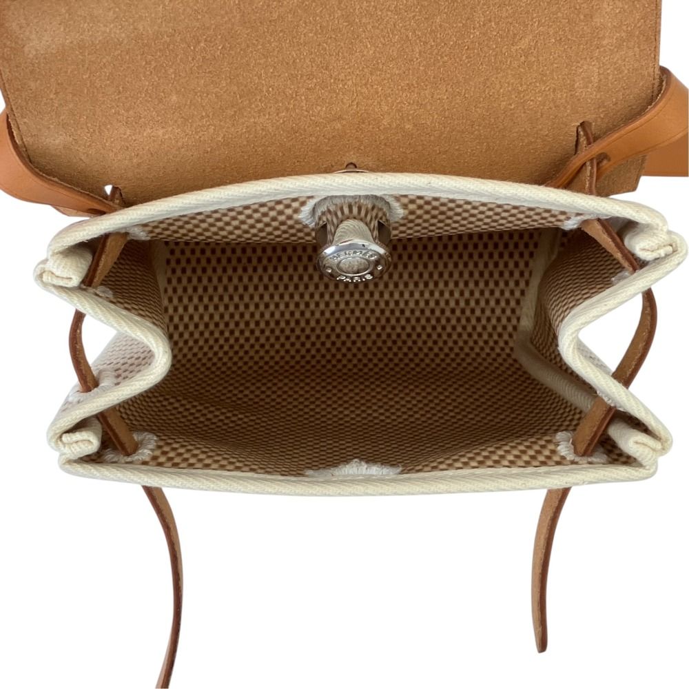 Hermes Herbag TPM Black Canvas Toile H Shoulder Bag Beige — view 5
