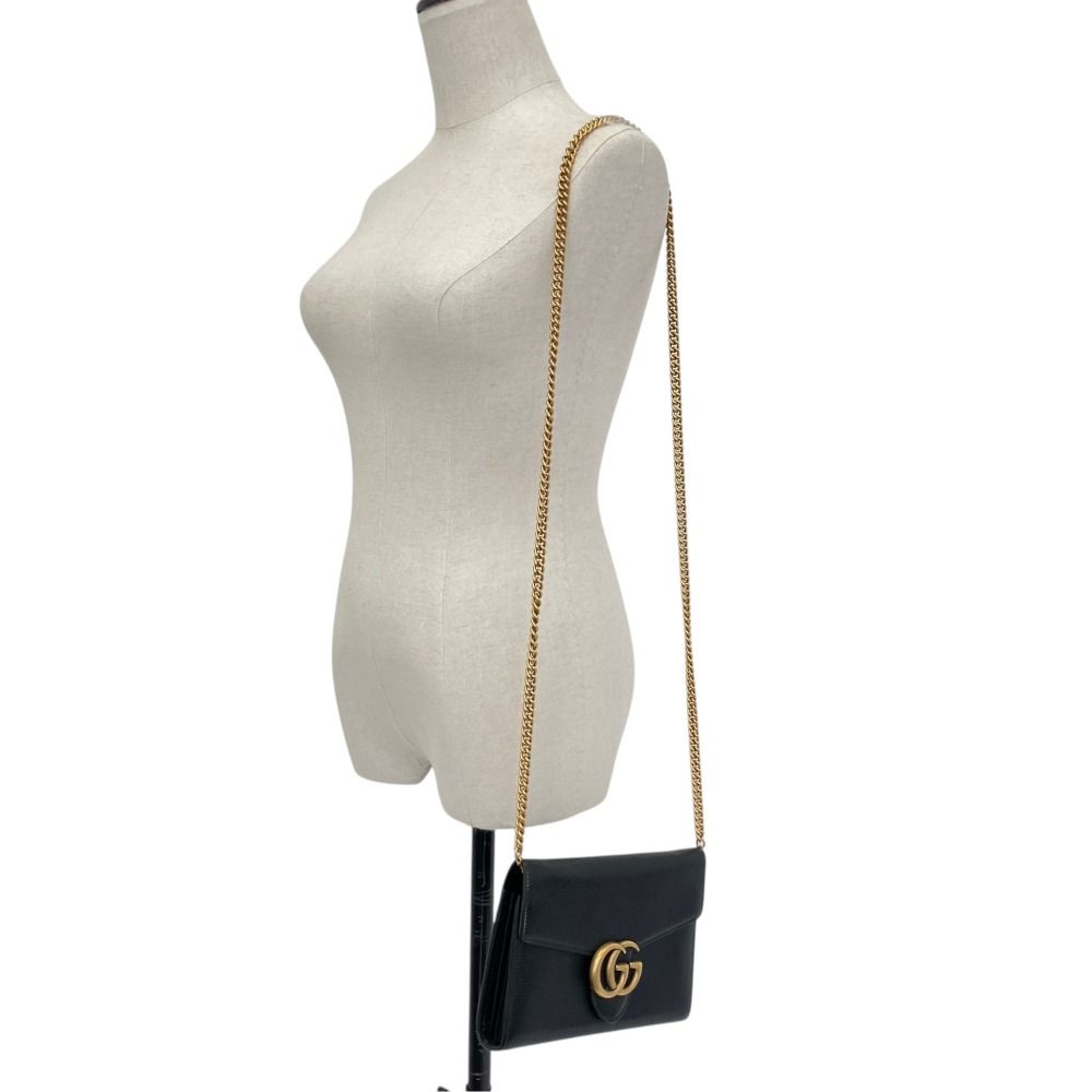 Gucci GG Marmont Chain Wallet Black Shoulder Bag — view 7