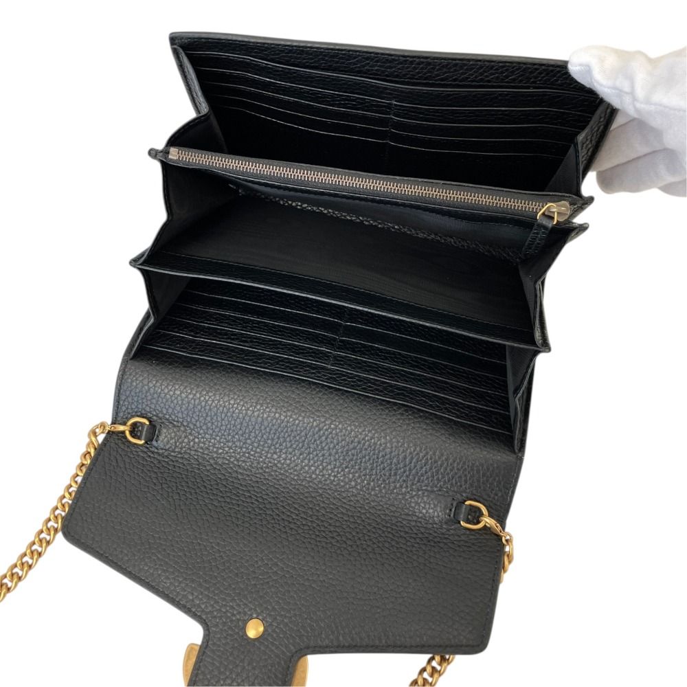 Gucci GG Marmont Chain Wallet Black Shoulder Bag — view 6