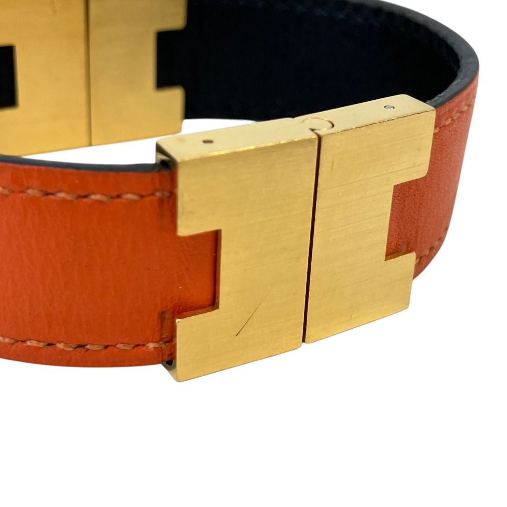 Hermes Lurie Reversible Bracelet Swift Black Orange — view 6