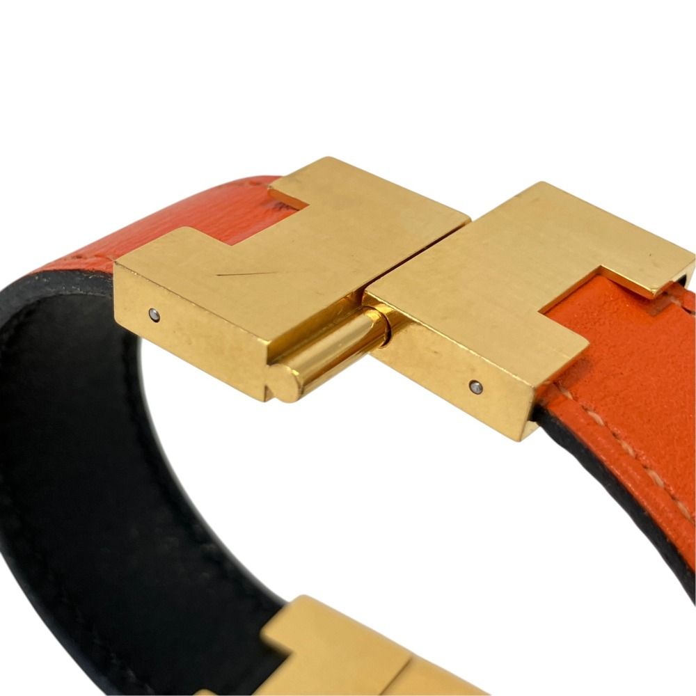 Hermes Lurie Reversible Bracelet Swift Black Orange — view 2