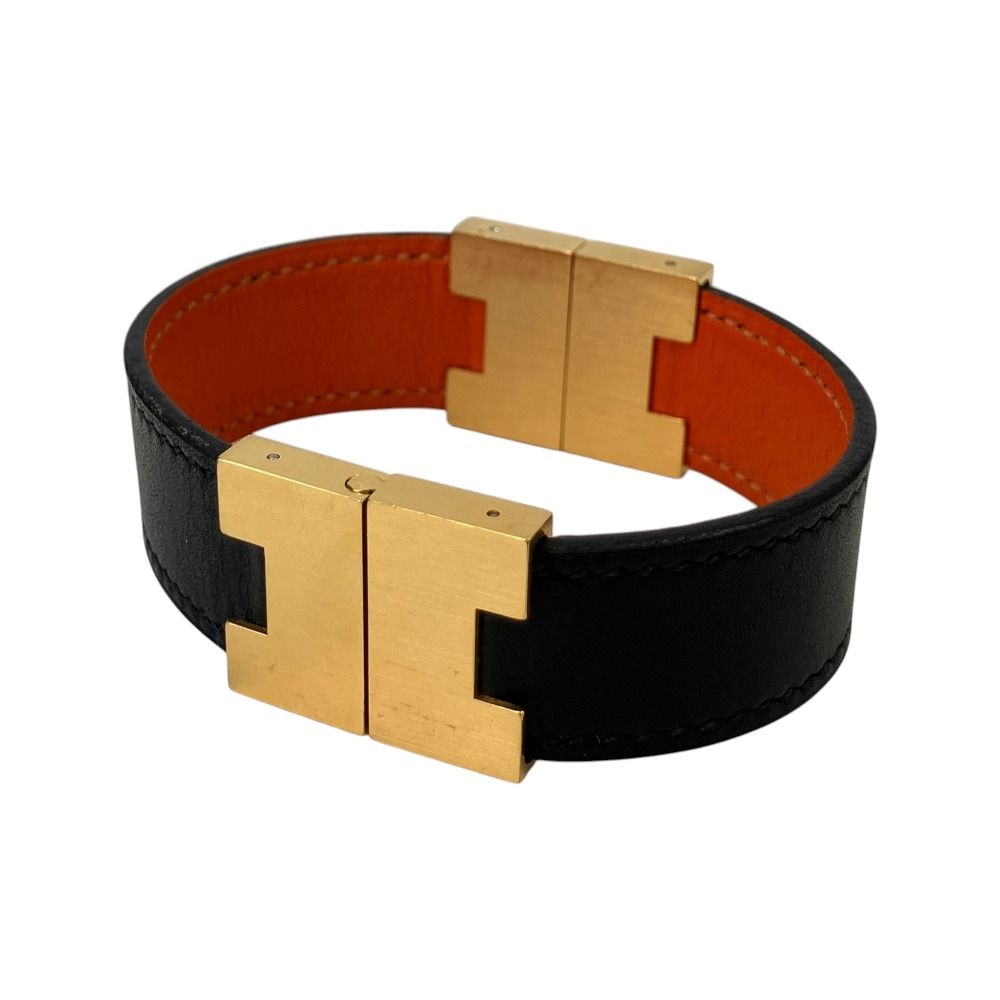 Hermes Lurie Reversible Bracelet Swift Black Orange — view 5