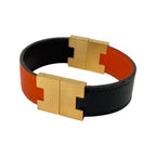 Hermes Lurie Reversible Bracelet Swift Black Orange — view 4