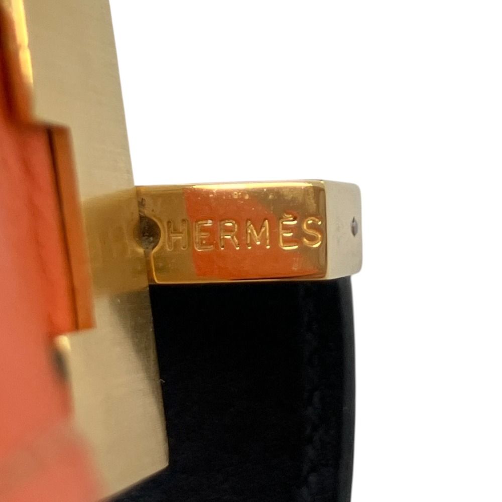 Hermes Lurie Reversible Bracelet Swift Black Orange — view 8