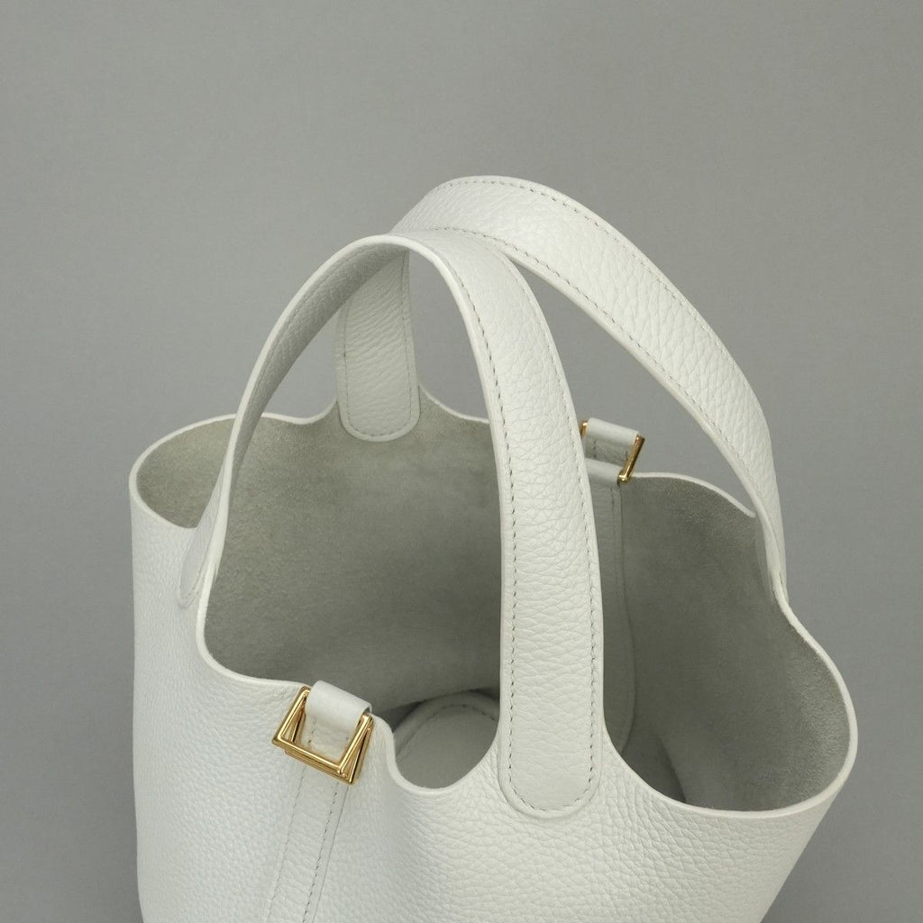 Hermes Picotin Lock PM 18 PM Tote Bag Taurillon Clemence White Gold — view 6