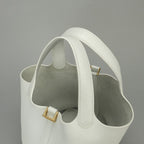 Hermes Picotin Lock PM 18 PM Tote Bag Taurillon Clemence White Gold — view 6