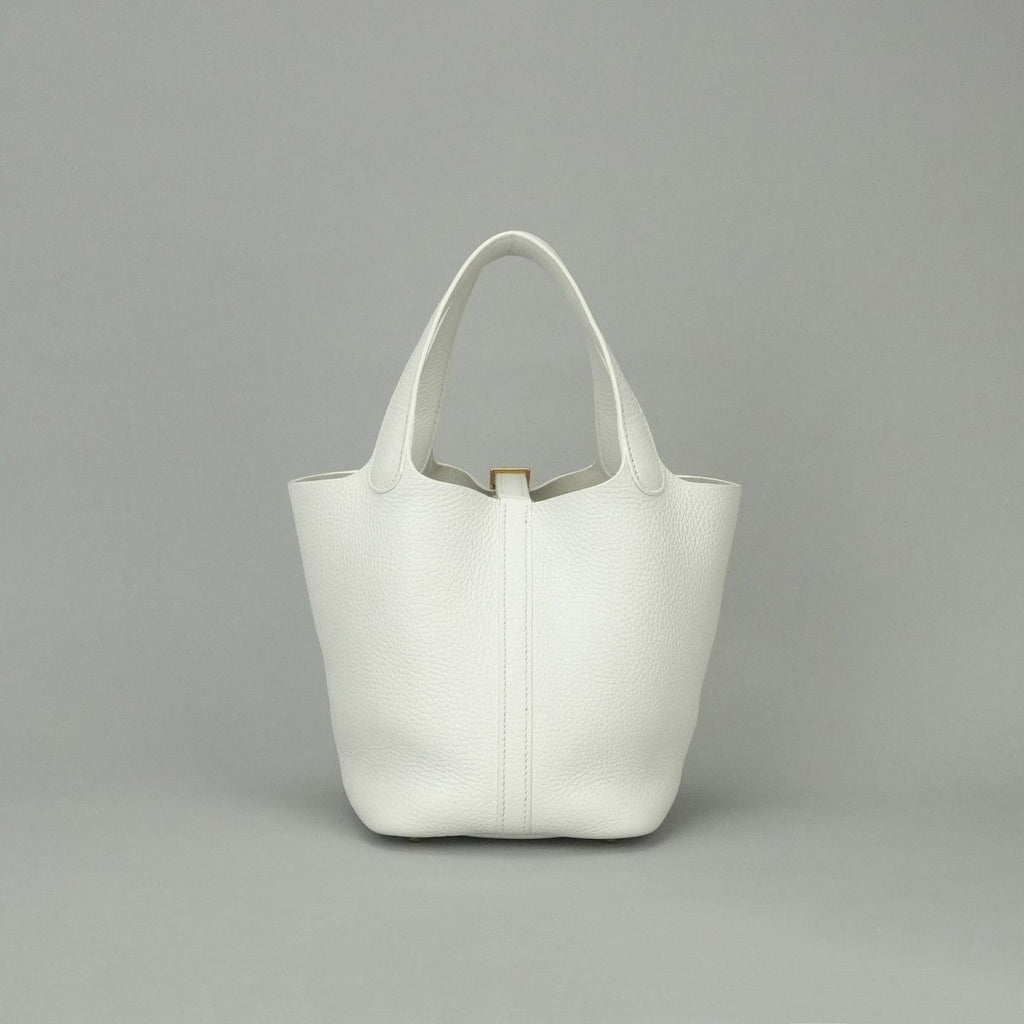Hermes Picotin Lock PM 18 PM Tote Bag Taurillon Clemence White Gold — view 3