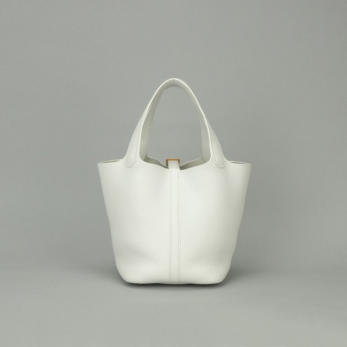 Hermes Picotin Lock PM 18 PM Tote Bag Taurillon Clemence White Gold — view 3