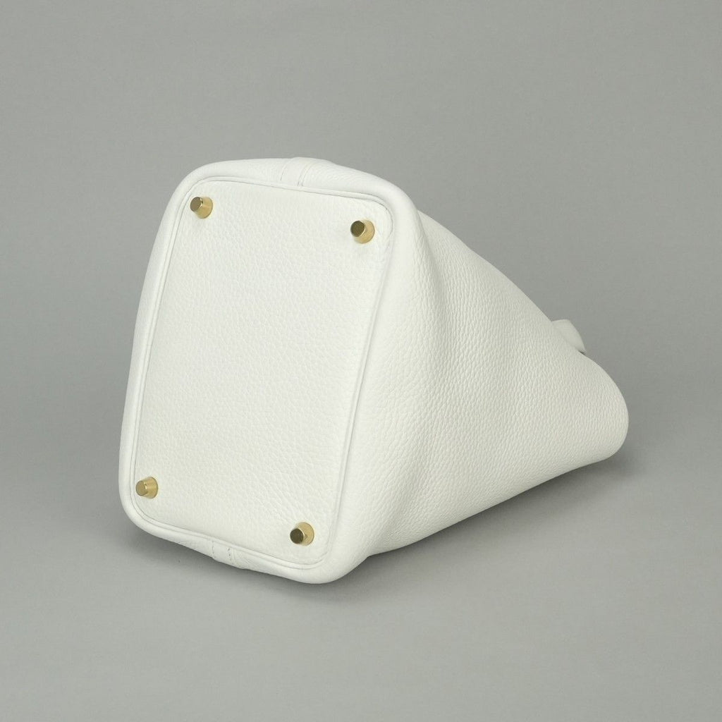 Hermes Picotin Lock PM 18 PM Tote Bag Taurillon Clemence White Gold — view 4