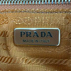 Prada Triangle Plate Soft Gray Leather Pouch Brown — view 8