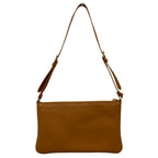 Prada Triangle Plate Soft Gray Leather Pouch Brown — view 2