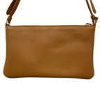 Prada Triangle Plate Soft Gray Leather Pouch Brown — view 5