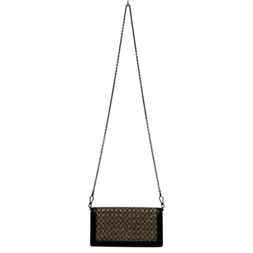Bottega Veneta Intrecciato Chain Wallet Shoulder Bag Gold Colored Black — view 5