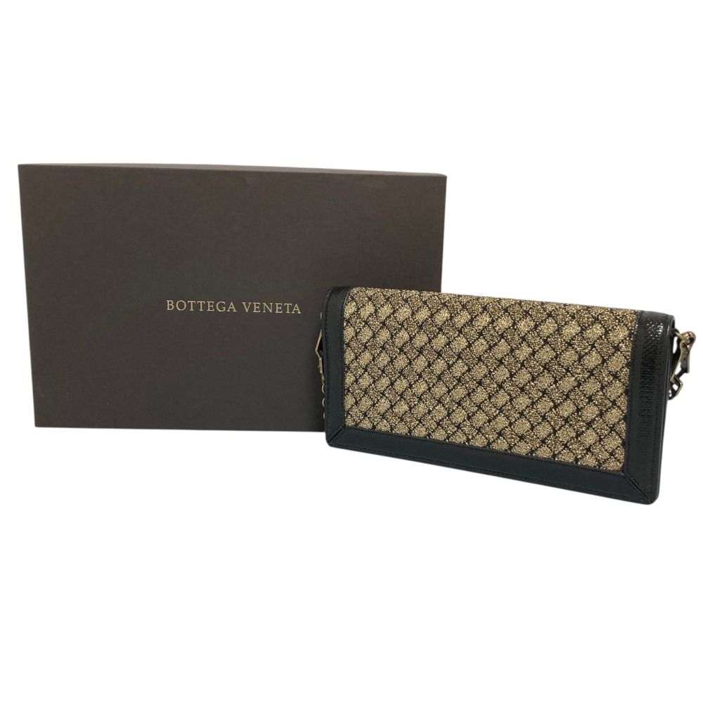 Bottega Veneta Intrecciato Chain Wallet Shoulder Bag Gold Colored Black — view 7