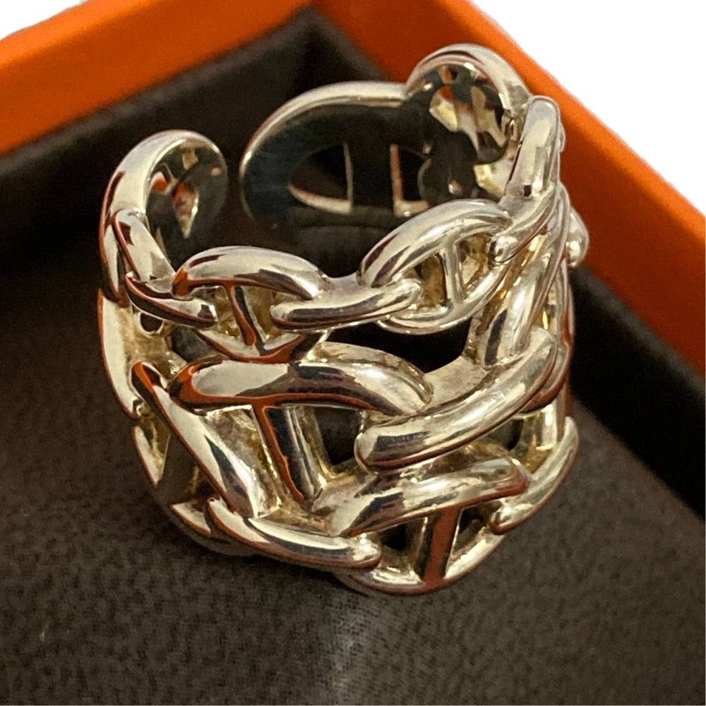 Hermes Chaine D'ancre Enchainee GM Ring 925 53 Silver