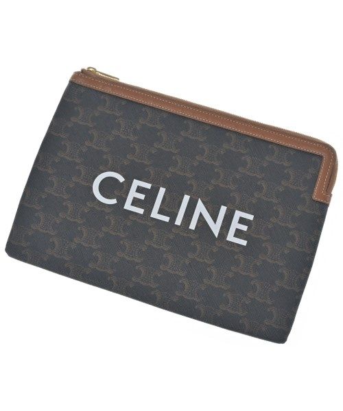 Celine Triomphe Canvas Clutch Pouch Brown
