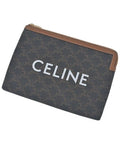 Celine Triomphe Canvas Clutch Pouch Brown
