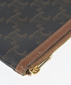 Celine Triomphe Canvas Clutch Pouch Brown — view 8