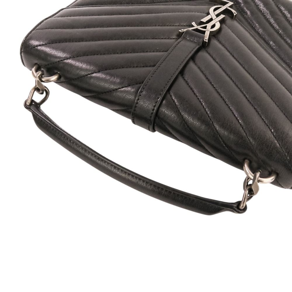 Saint Laurent Paris Carre Medium Leather 2-Way Chain Shoulder Bag Black — view 7