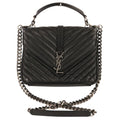 Saint Laurent Paris Carre Medium Leather 2-Way Chain Shoulder Bag Black