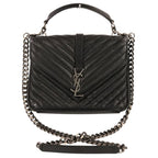 Saint Laurent Paris Carre Medium Leather 2-Way Chain Shoulder Bag Black
