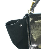 Celine Leather Trapeze Medium Handbag Black — view 8